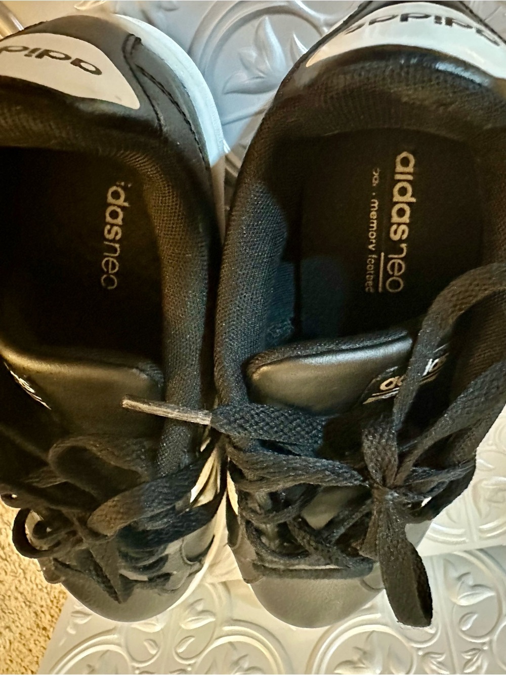 Adidas Neo Cloudfoam Memory Foam Sneakers Black White Womens 7.5 - Picture 6 of 11